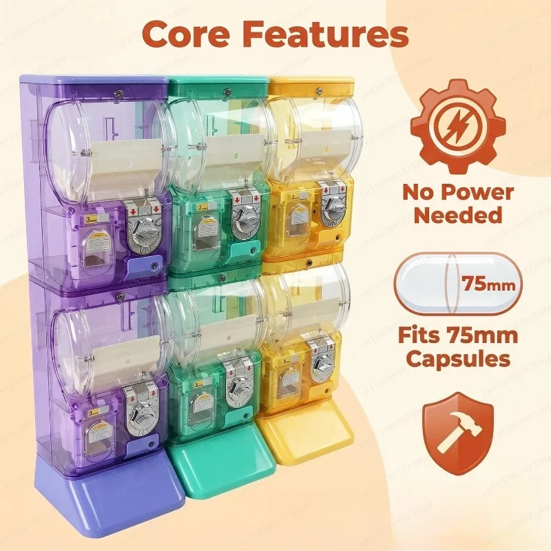 透明な白い二段式ガチャポンマシン、75mmガチャボール用のコ - Arcade Vending & Laundry のレビューと価格
