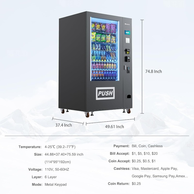 カスタマイズ可能な大型60スロットスナックドリンクコンボ商業 - Bill Acceptor Vending のレビューと価格